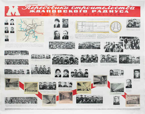 Передовики строительства Ждановского радиуса московского метростроя. [Плакат]. М.: Изд. Московской НИС института «Оргтрансстрой» Мин-ва транспортного строительства, 1967.